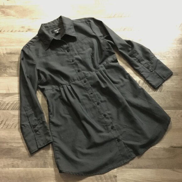 Point Zero Nicole Benisti Gothy Punk Button Down Tunic Shirt Dress - Picture 12 of 15